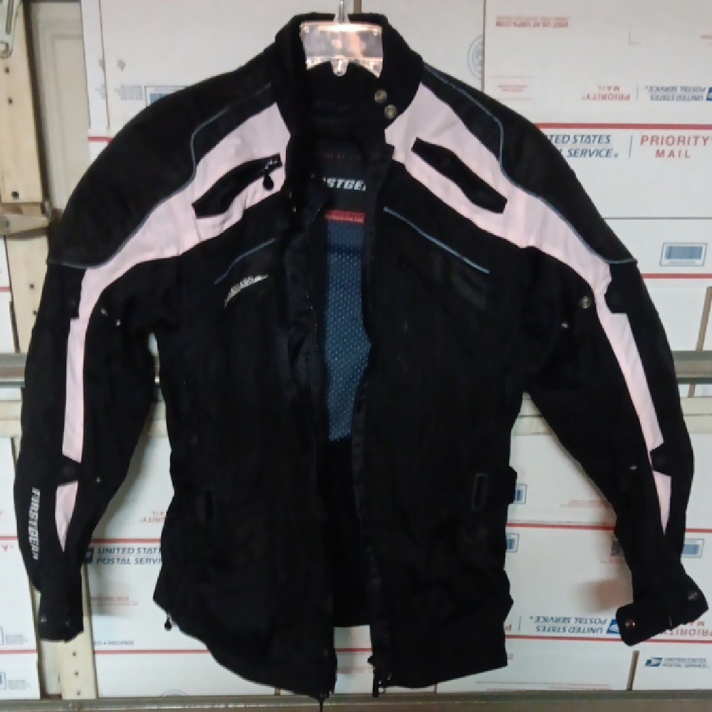 First Gear Kilimamjo Size M Black and Pink Motorcycle Jacket (SKU N161)